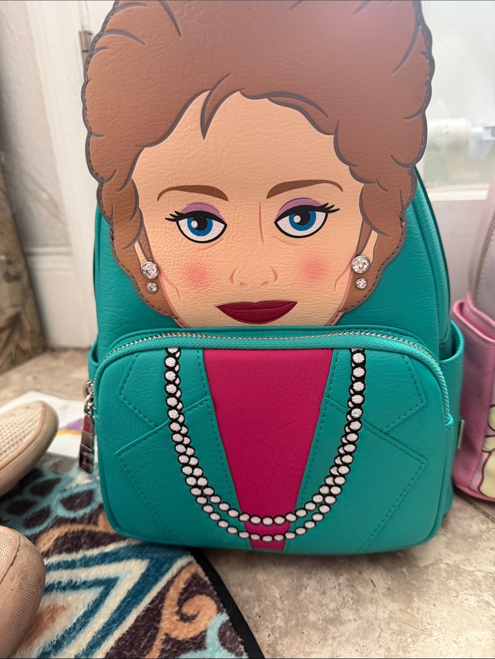 Loungefly Teal and Hot Pink Character Mini Backpack